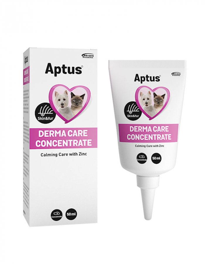 En tub Aptus Derma Care Concentrate för hund och katt.